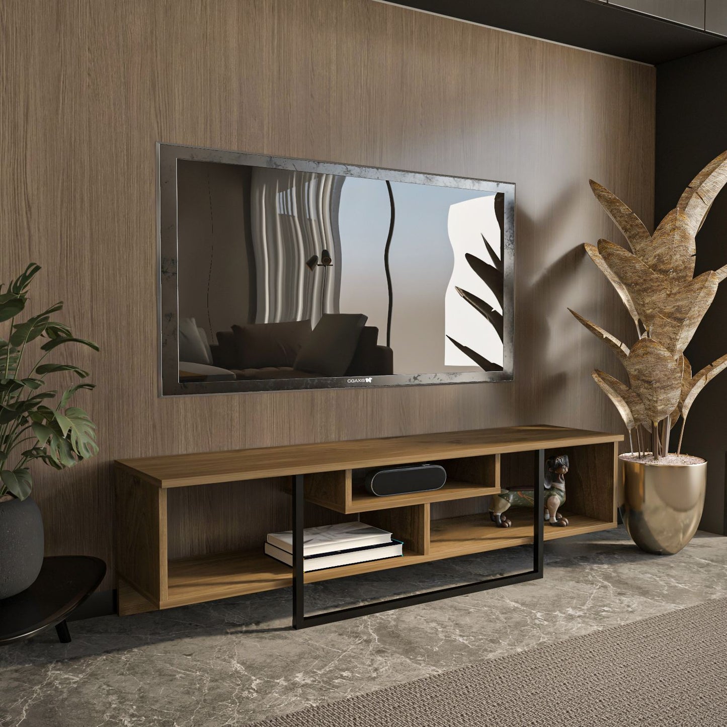 Stalak za televizor, Asal (150) - Walnut, Black