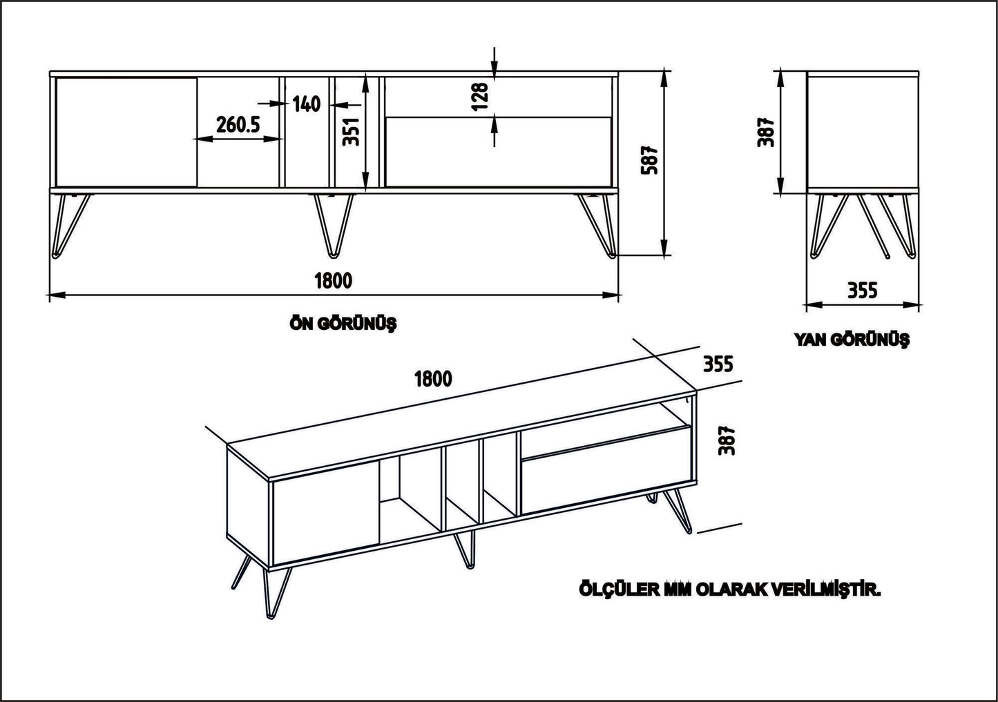Stalak za televizor, Mistico (180) - Walnut, White