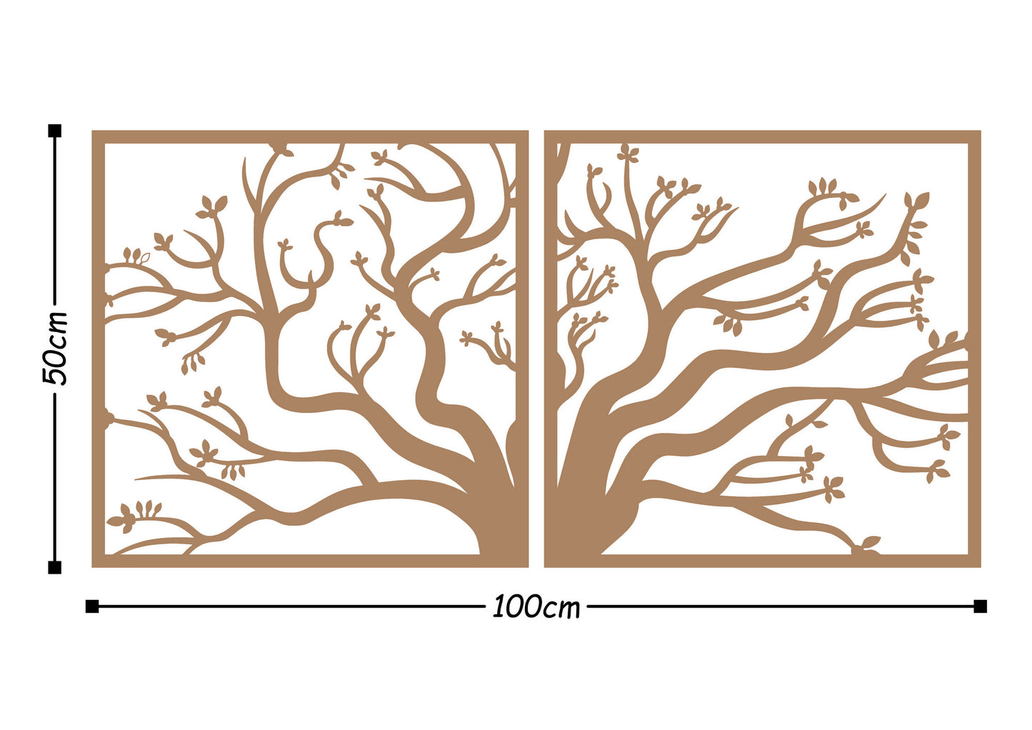 Metalna zidna dekoracija, Tree2 - Copper