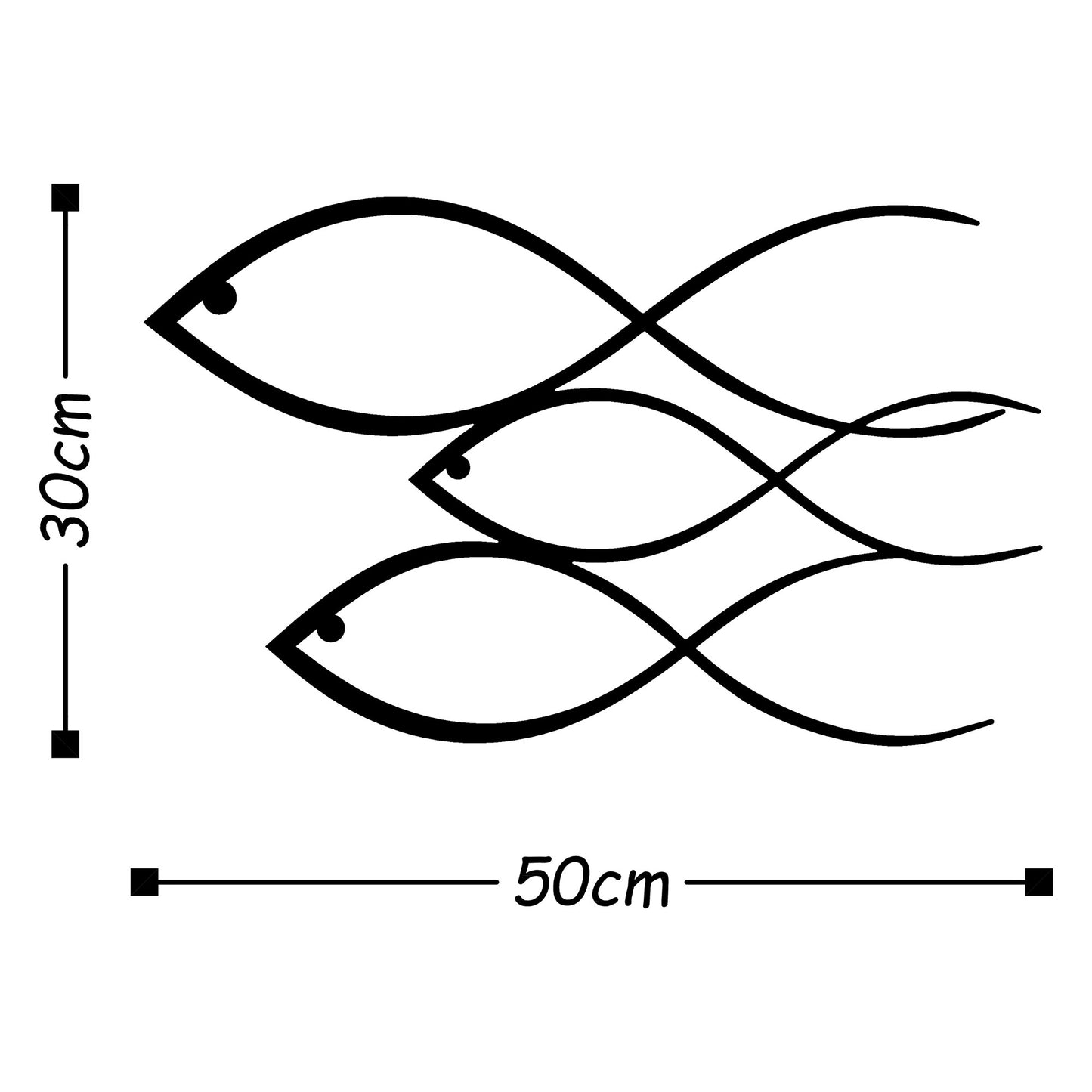 Metalna zidna dekoracija, Fish - Black