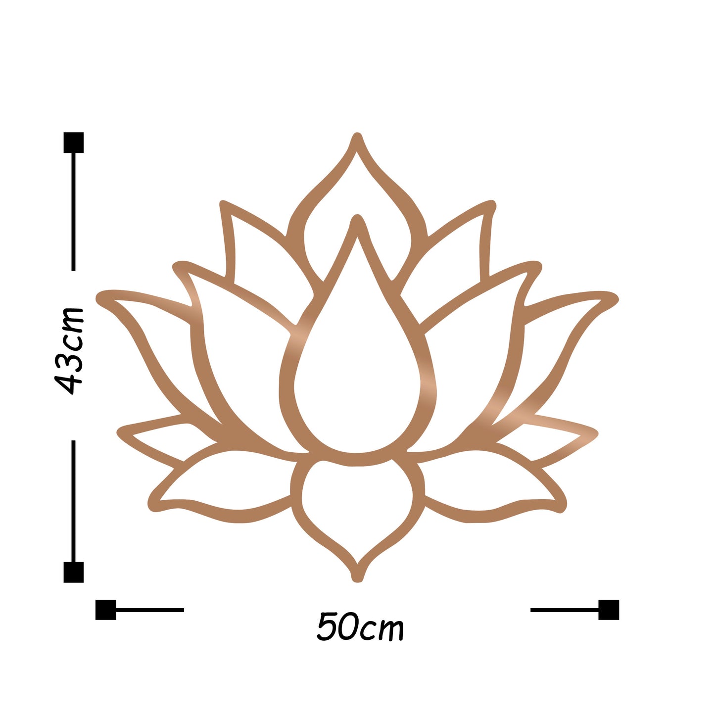 Metalna zidna dekoracija, Lotus Flower 1 - Copper