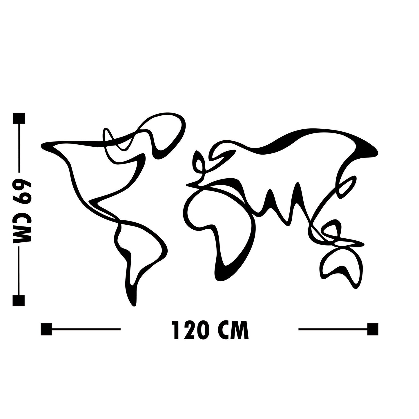 Metalna zidna dekoracija, World Map 15