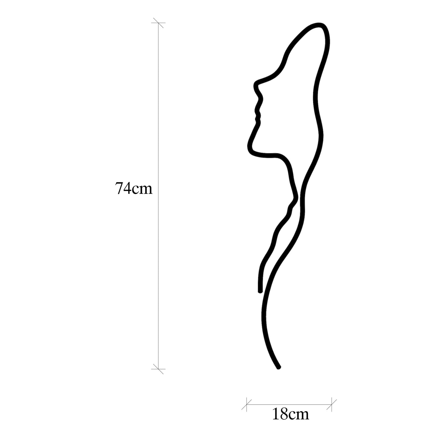 Metalna zidna dekoracija, Woman Face Profile