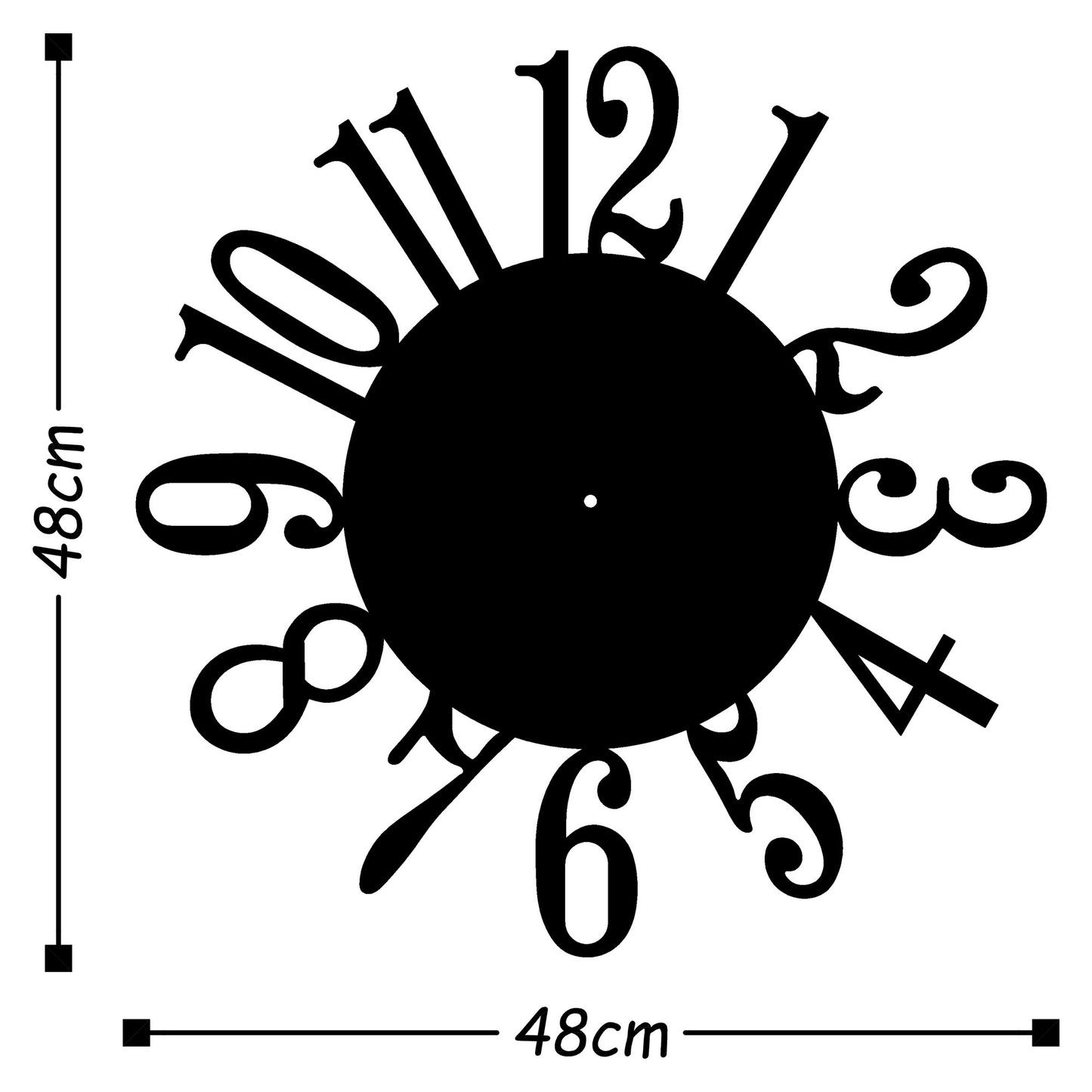 Ukrasni metalni zidni sat, Metal Wall Clock 14 - Black