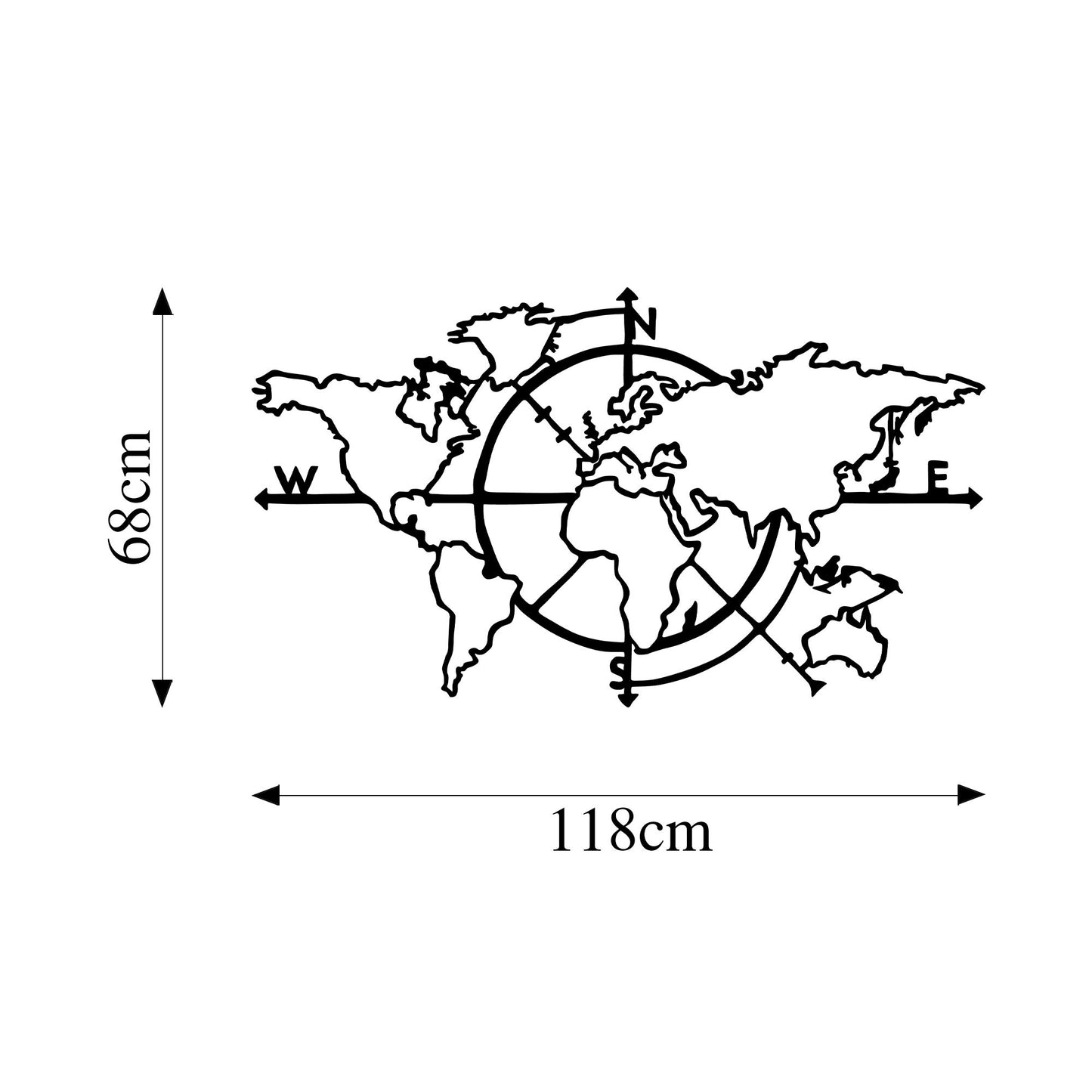 Metalna zidna dekoracija, World Map 8