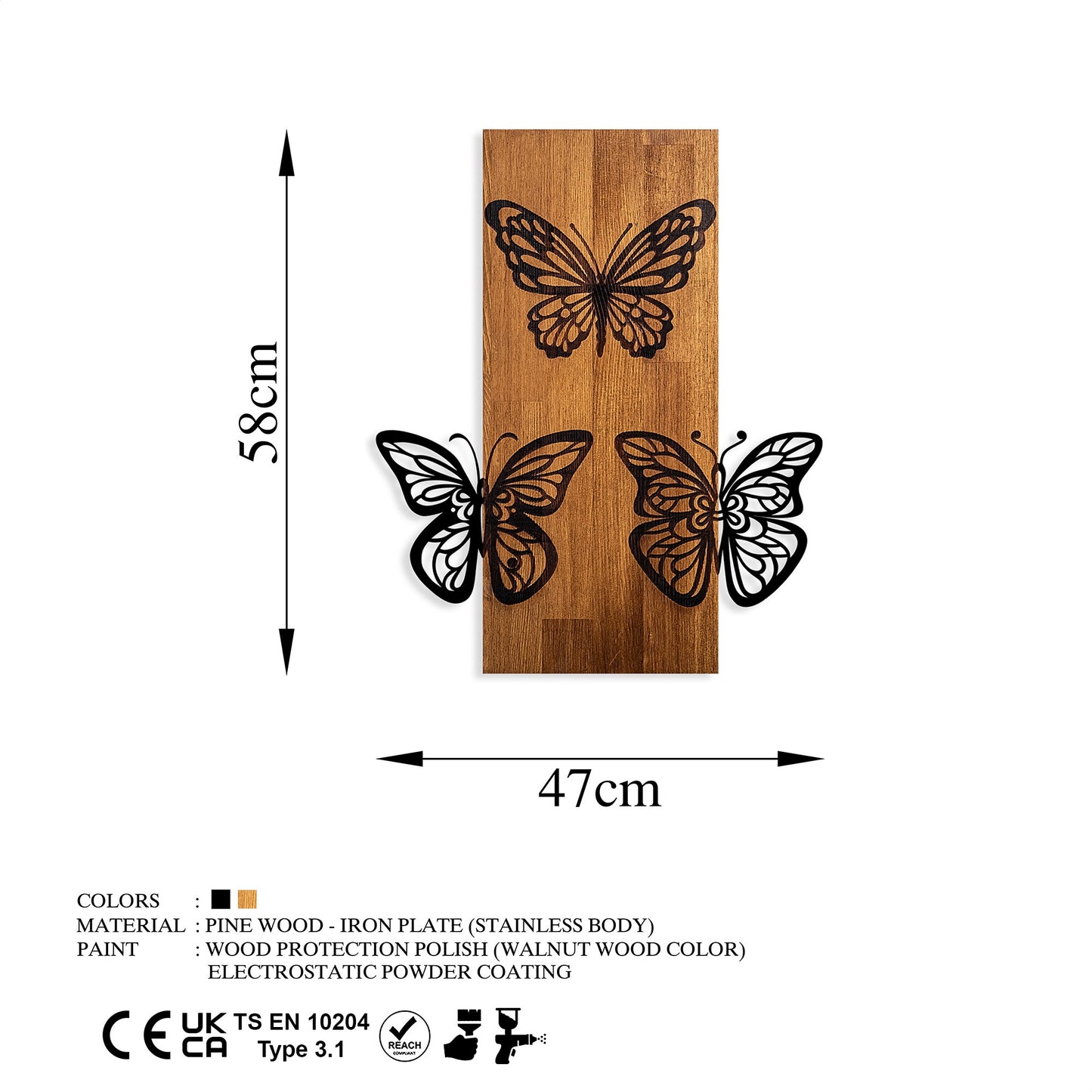 Drvena zidna dekoracija, Butterflies 1