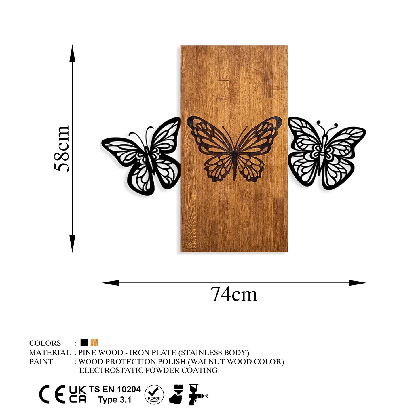 Drvena zidna dekoracija, Butterflies 2