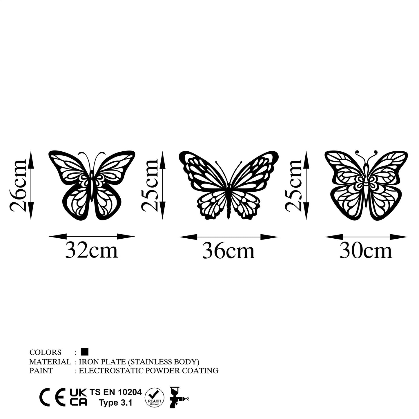 Metalna zidna dekoracija, Butterflies 3