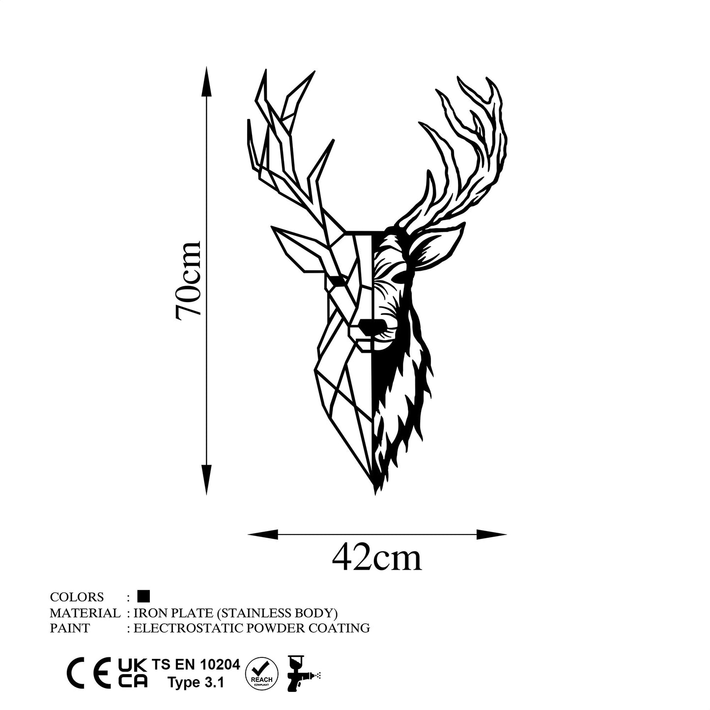 Metalna zidna dekoracija, Red Deer 2