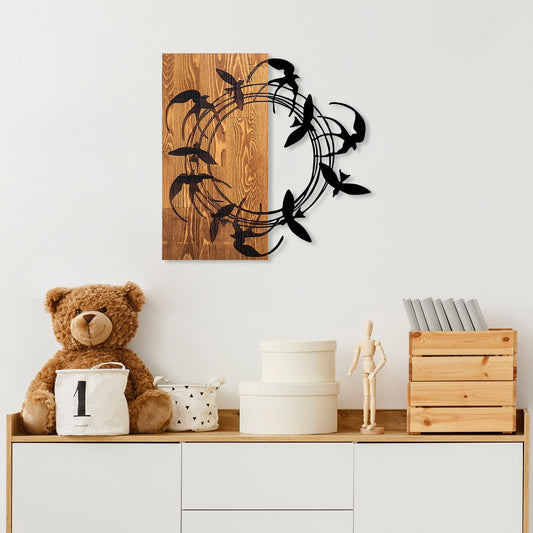 Drvena zidna dekoracija, Spiral Birds 1