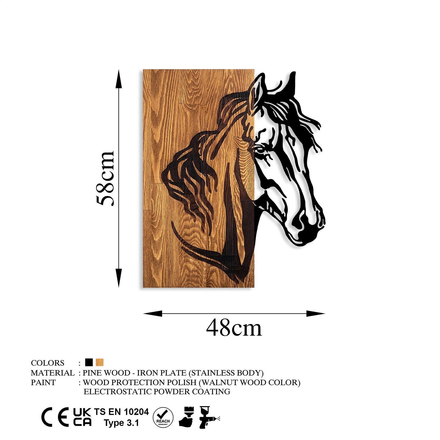 Drvena zidna dekoracija, Horse 1