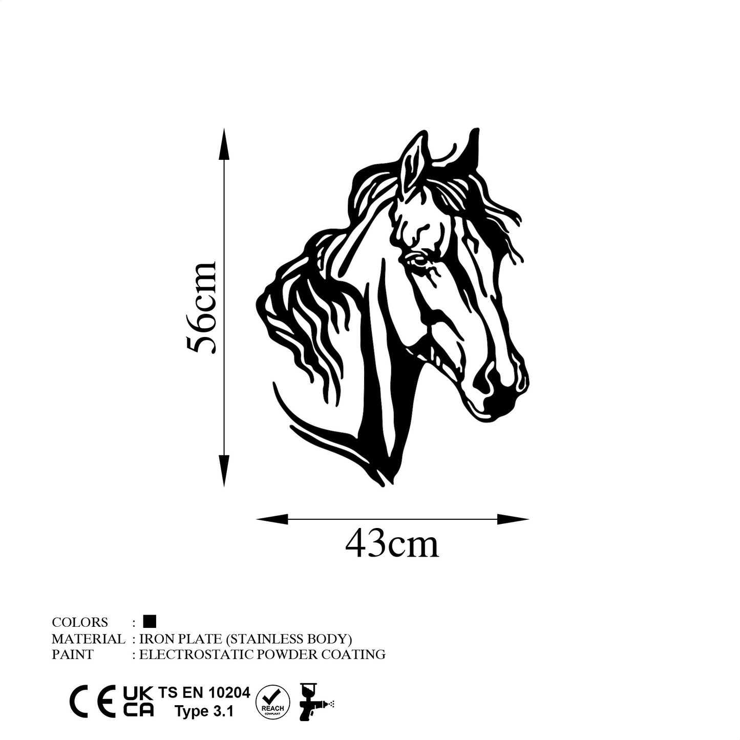 Metalna zidna dekoracija, Horse 2