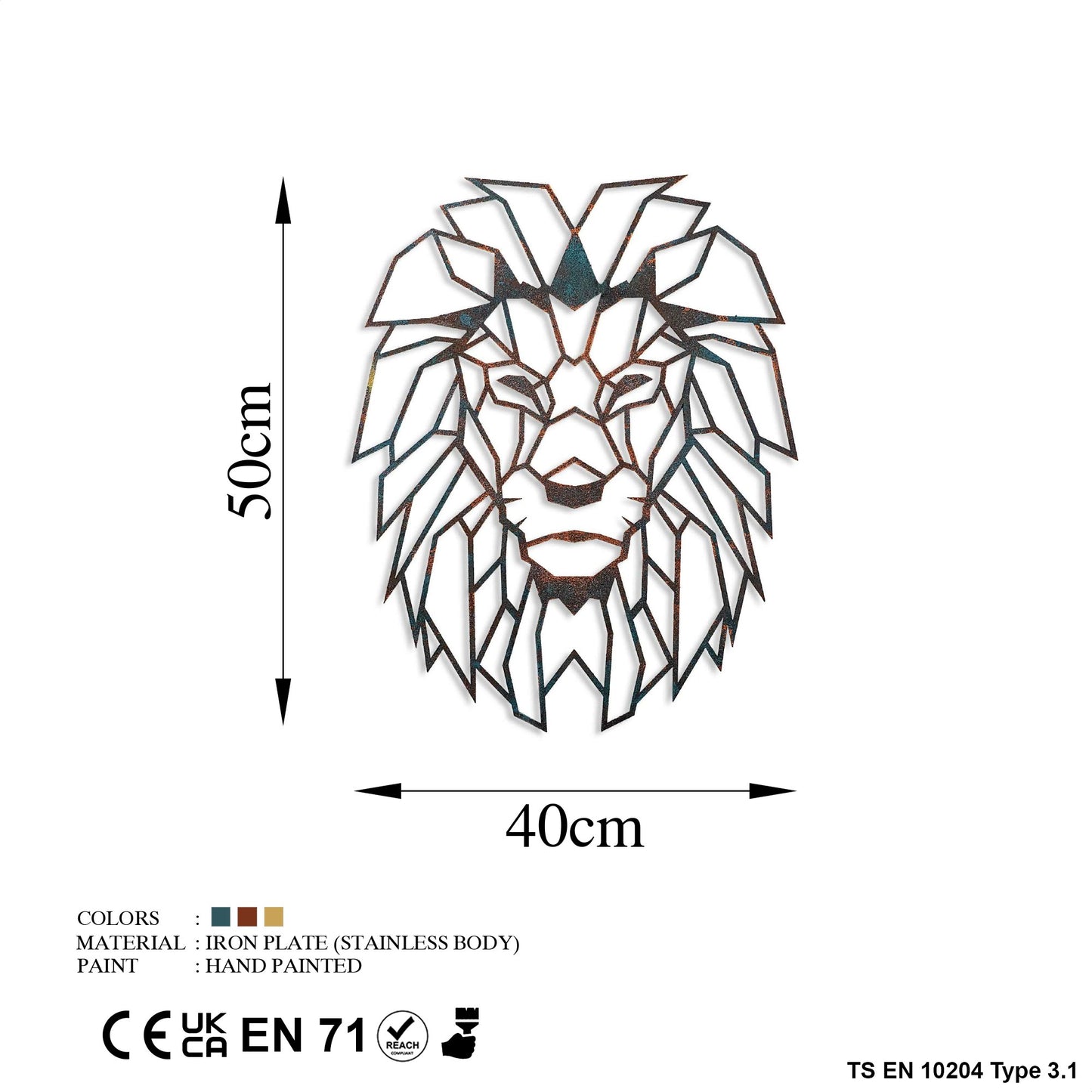 Metalna zidna dekoracija, Lion - 2