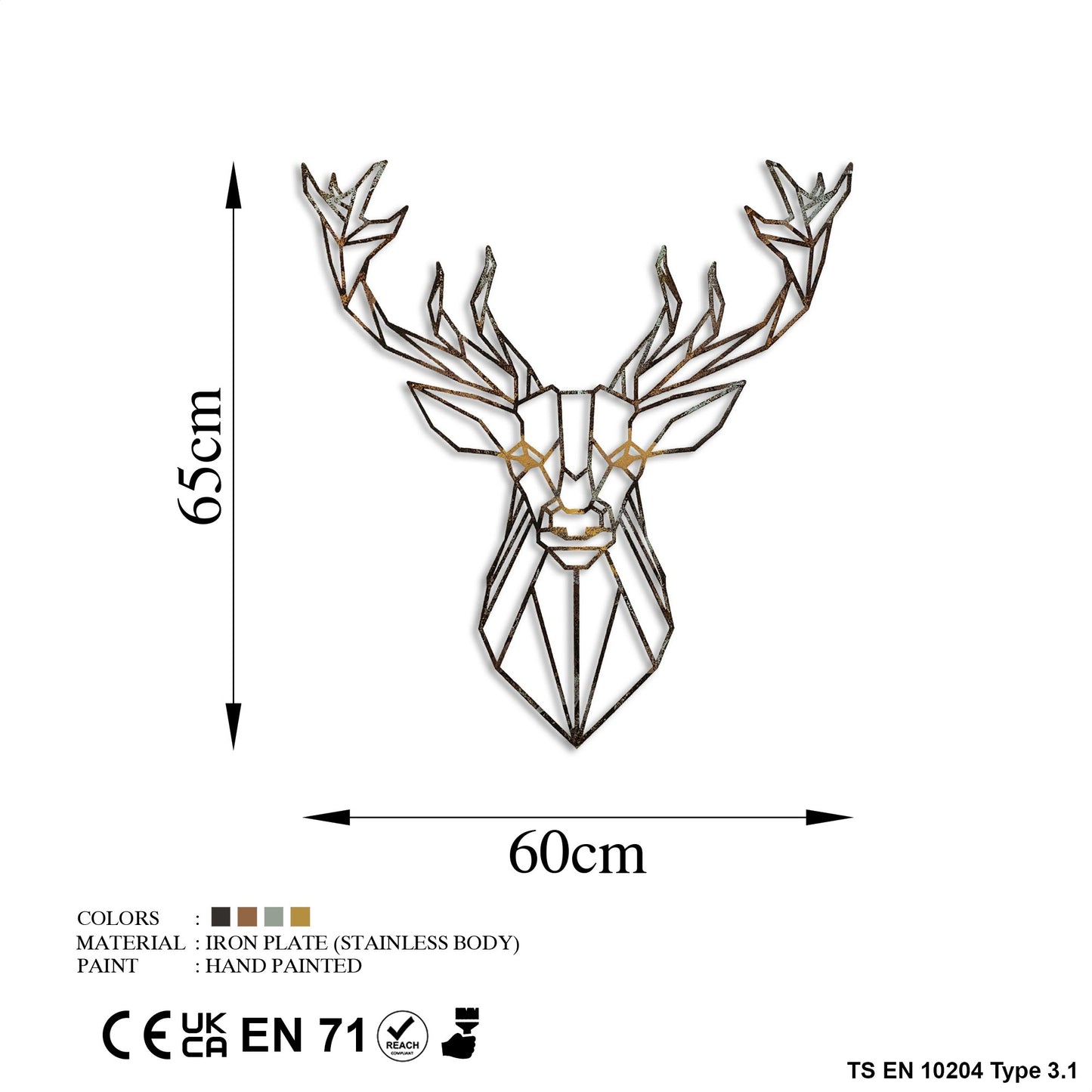Metalna zidna dekoracija, Deer - 1
