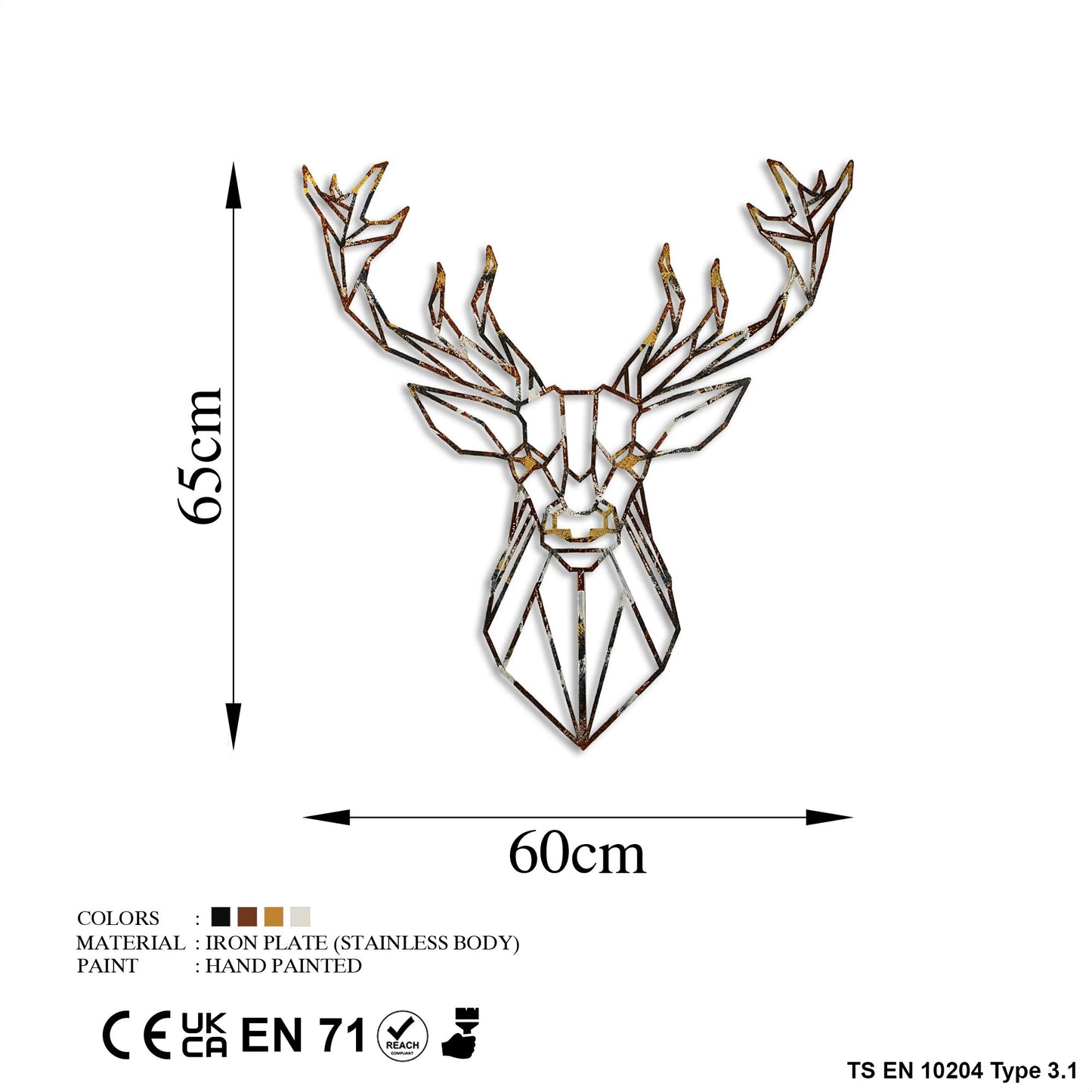 Metalna zidna dekoracija, Deer - 3