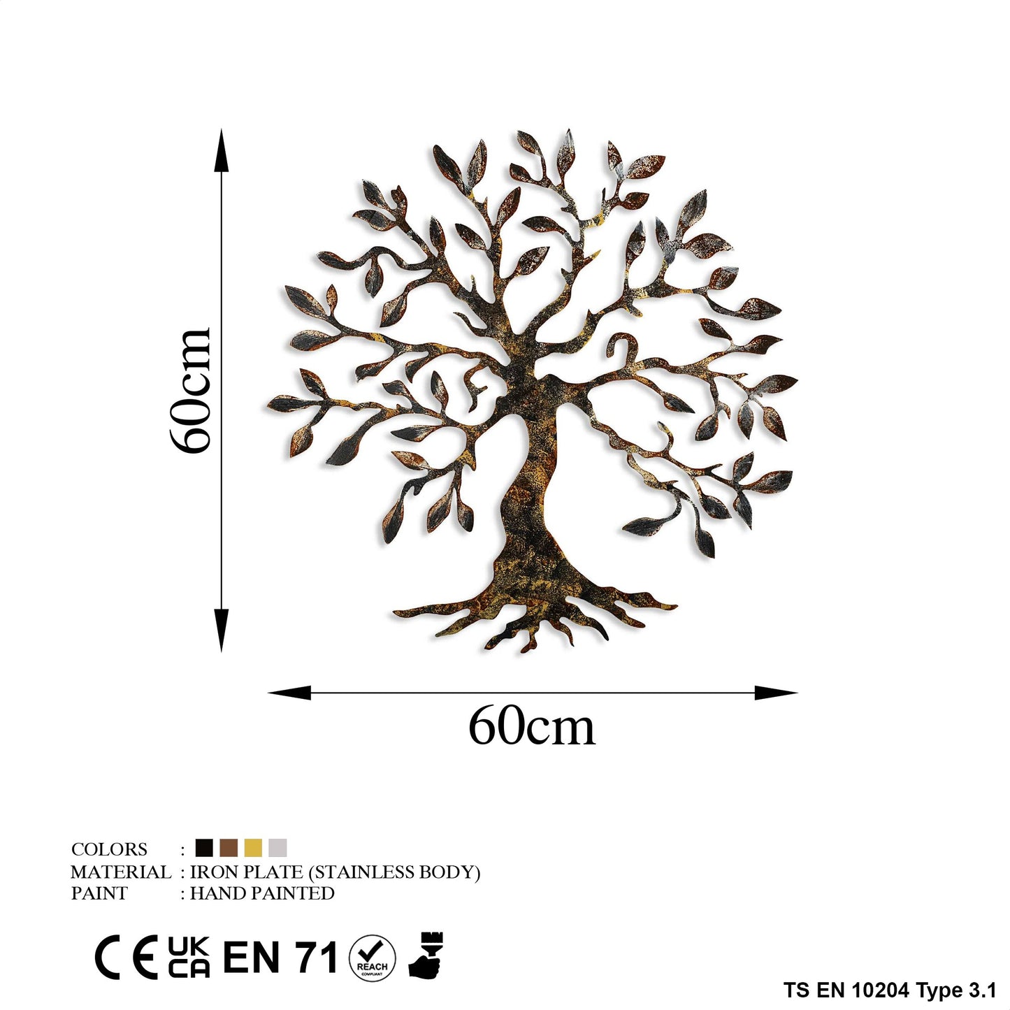 Metalna zidna dekoracija, Tree - 3