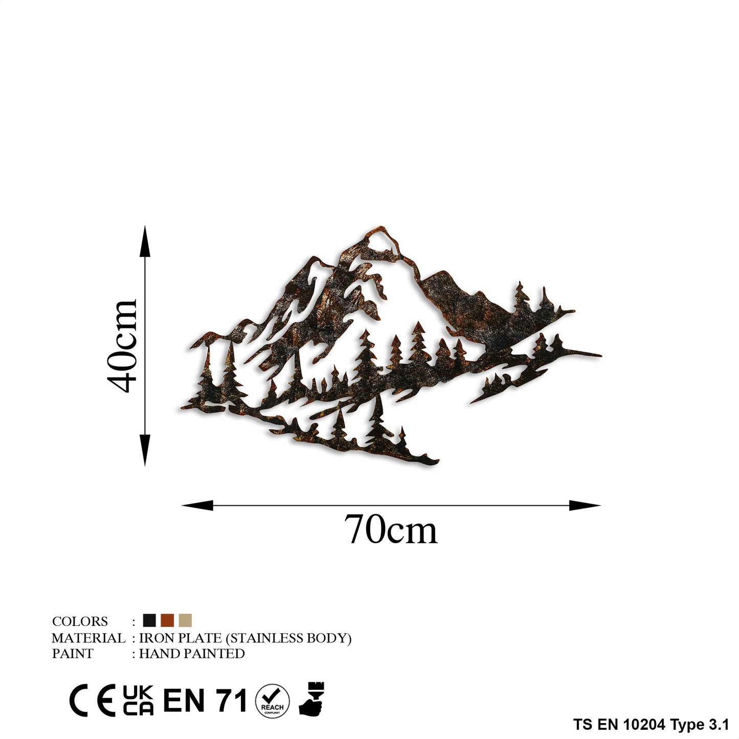 Metalna zidna dekoracija, Mountain - 2
