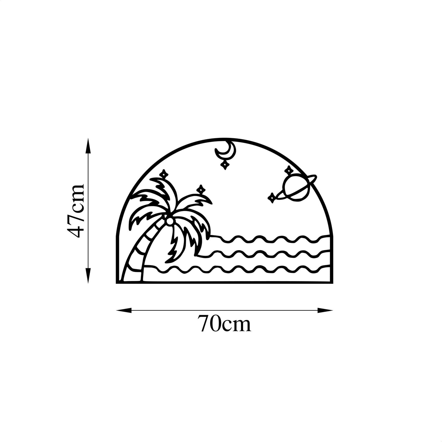 Metalna zidna dekoracija, Palm Sea Moon - 451