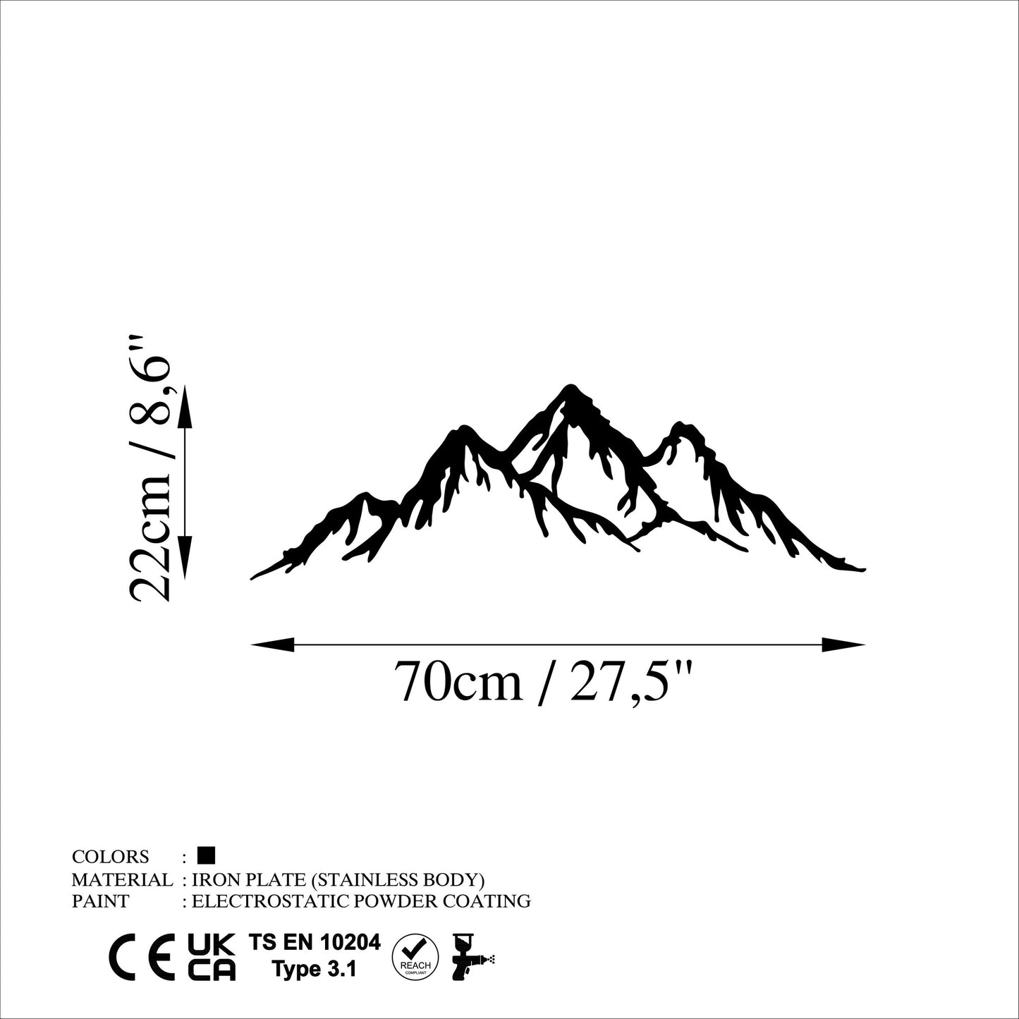 Metalna zidna dekoracija, Mountain - 5
