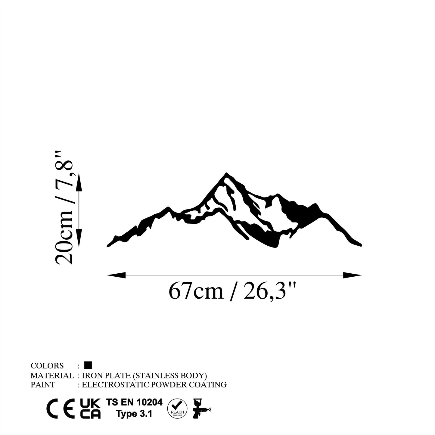 Metalna zidna dekoracija, Mountain - 9