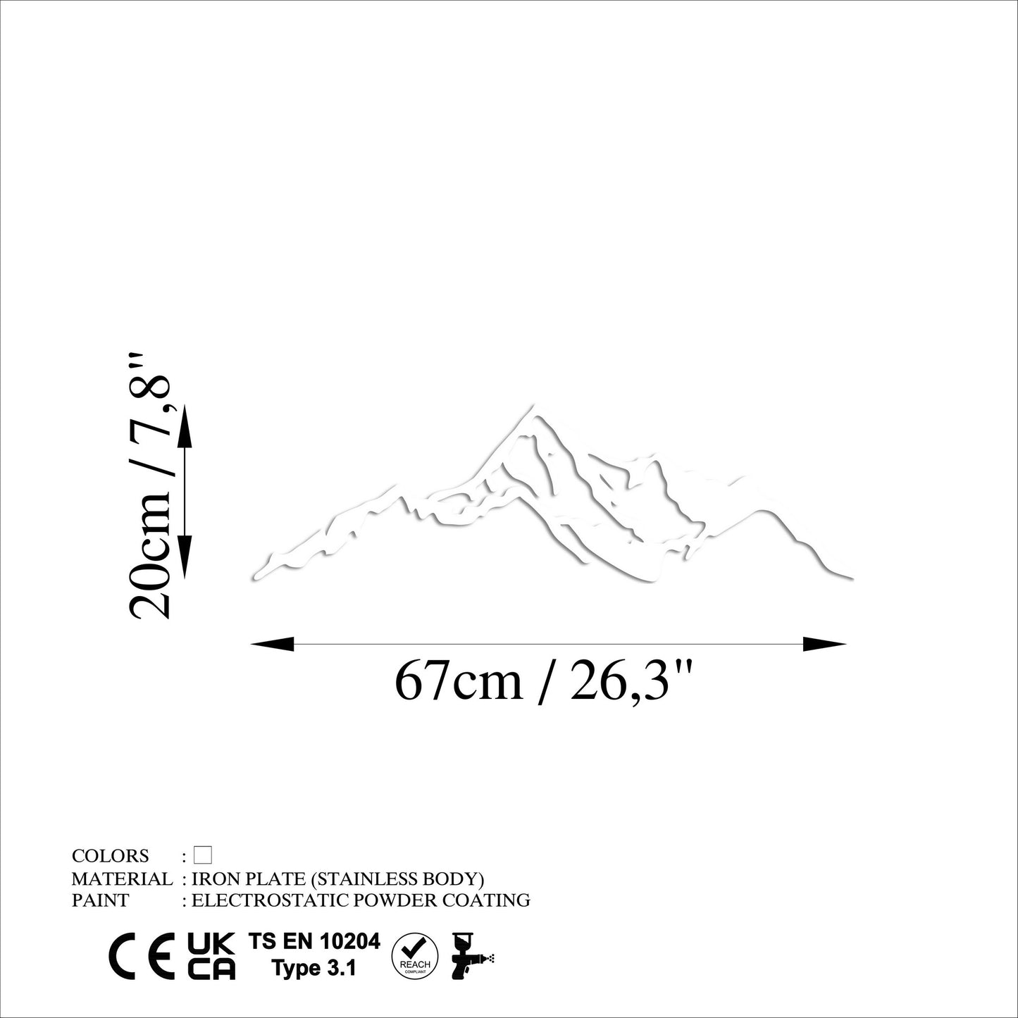 Metalna zidna dekoracija, Mountain - 10