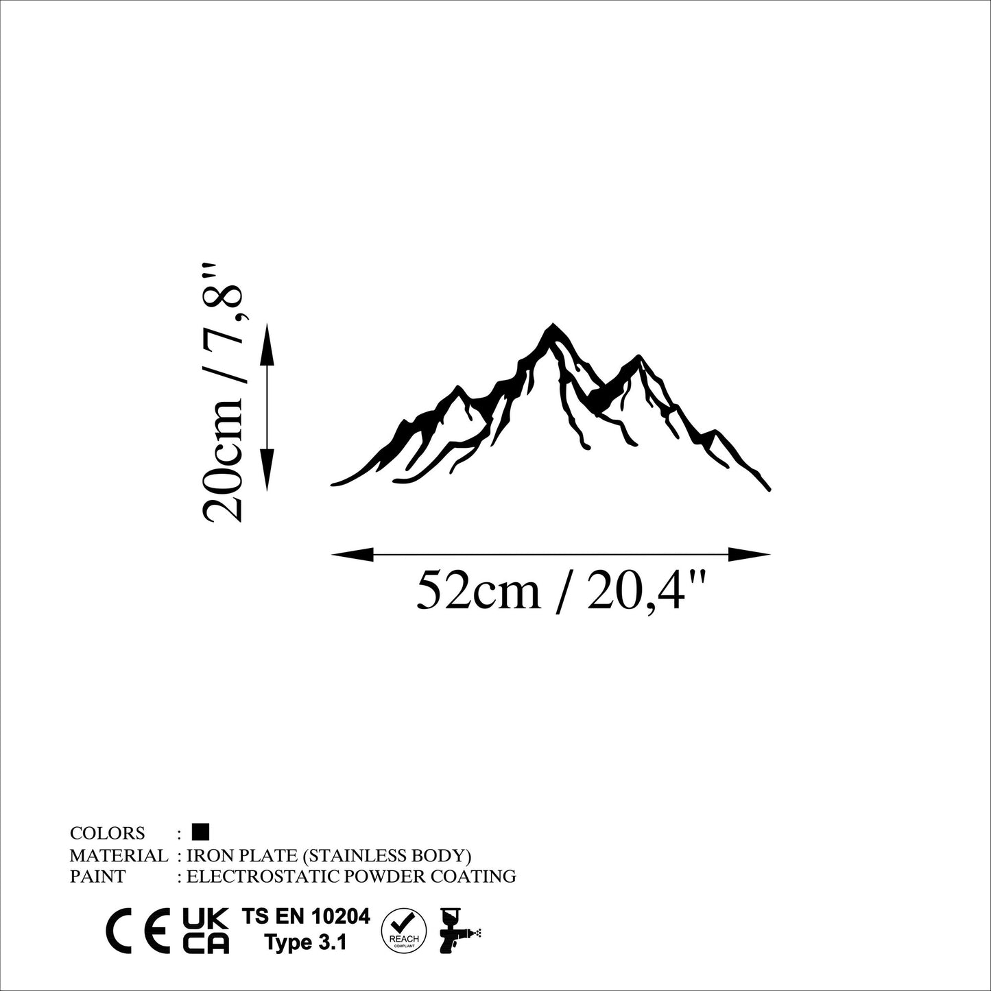Metalna zidna dekoracija, Mountain - 11