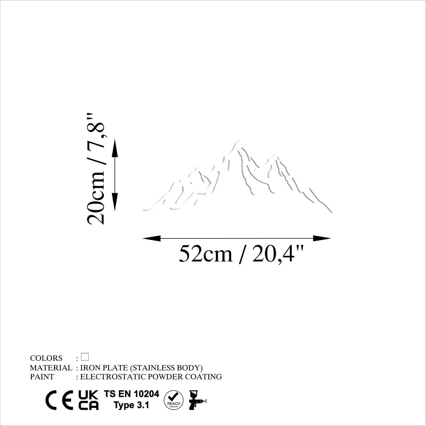 Metalna zidna dekoracija, Mountain - 12