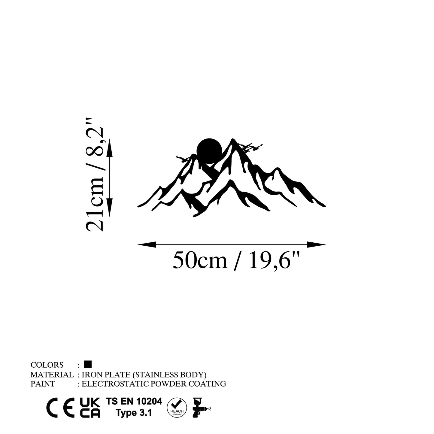 Metalna zidna dekoracija, Full Mount And Mountain - 1