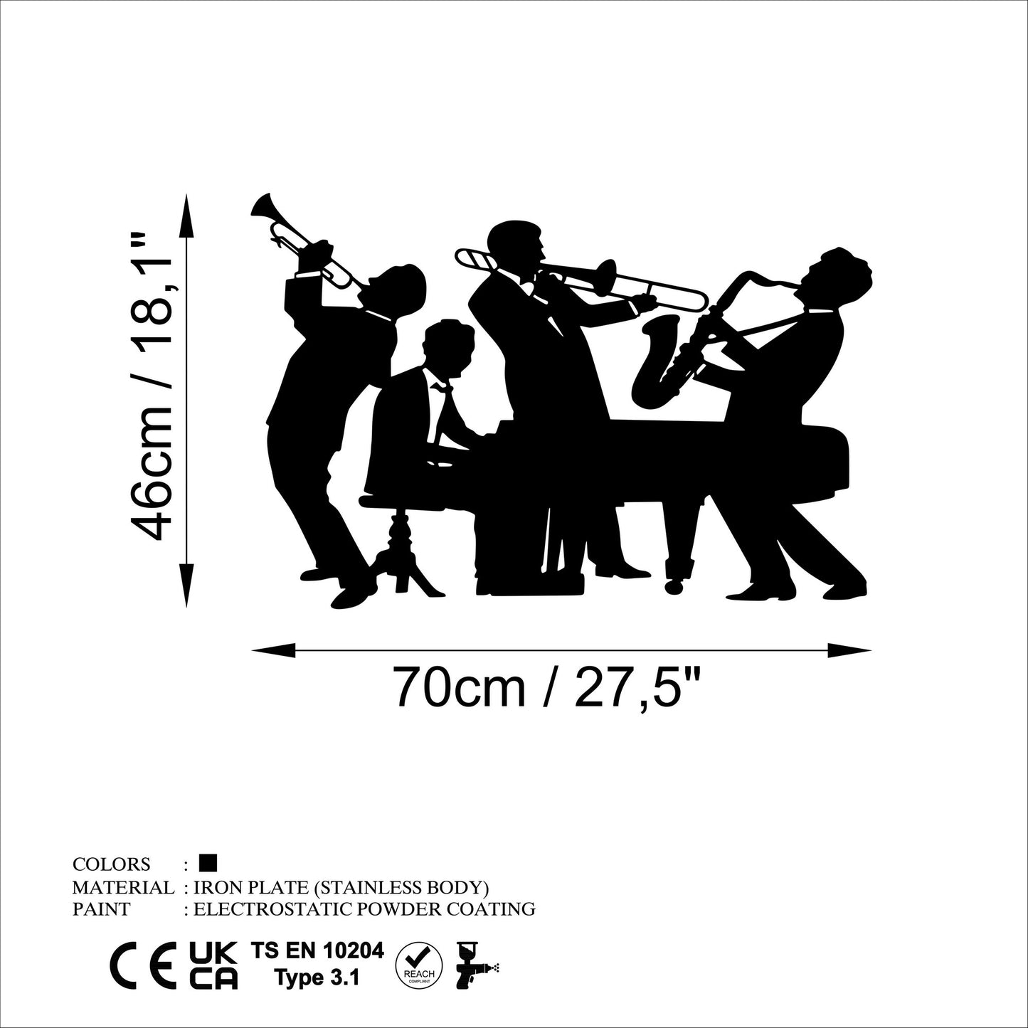 Metalna zidna dekoracija, Musicians - L