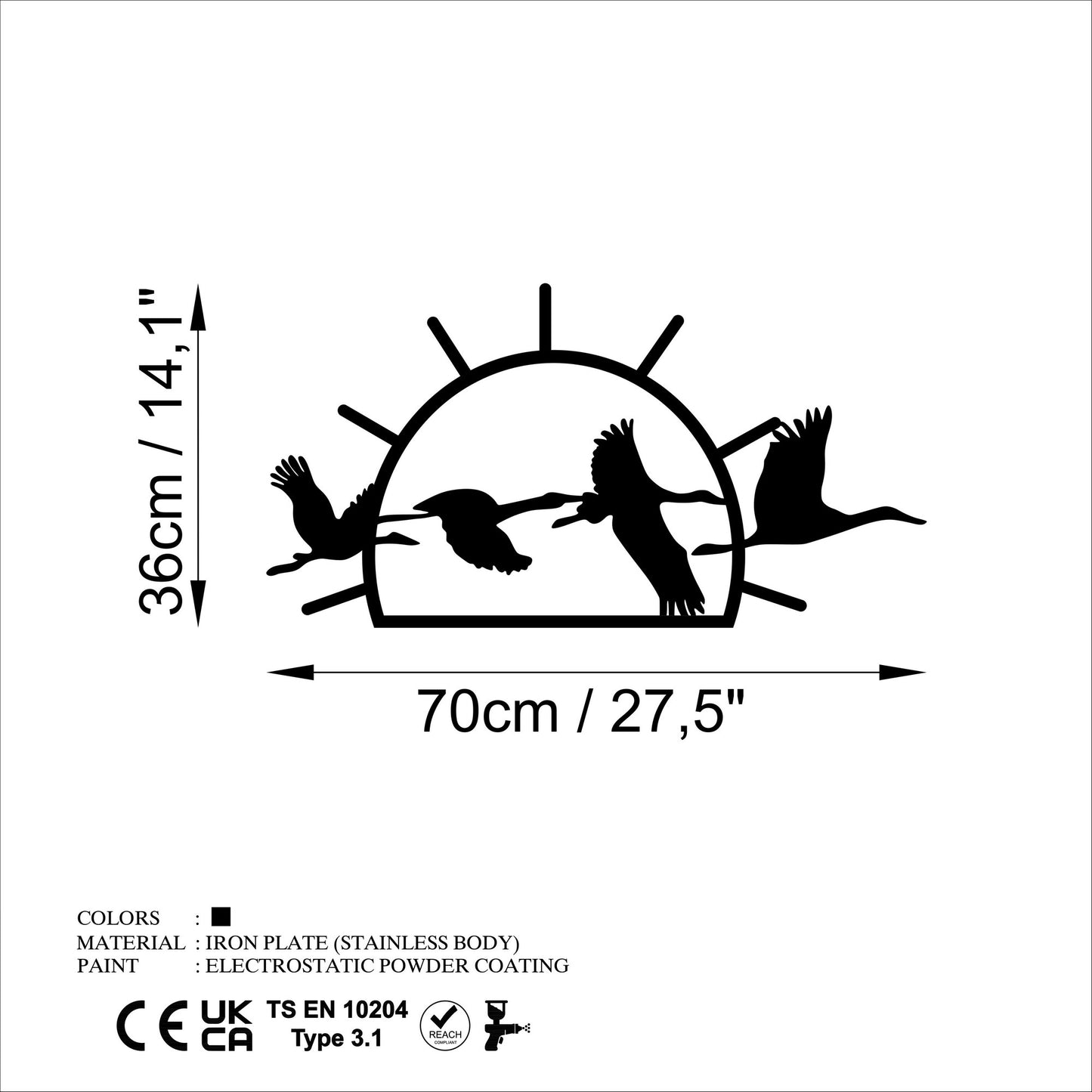 Metalna zidna dekoracija, Migrant Birds - L