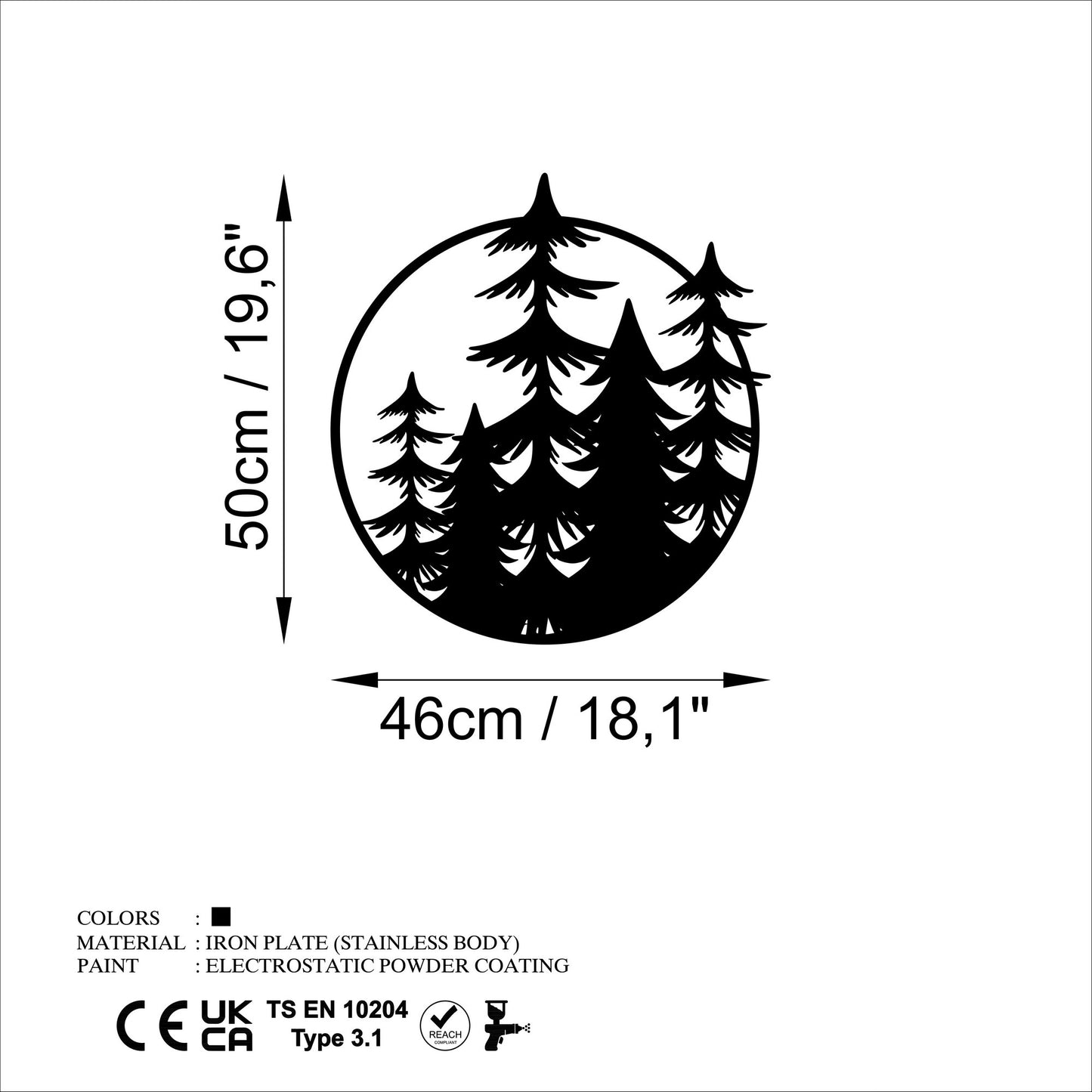 Metalna zidna dekoracija, Trees - M