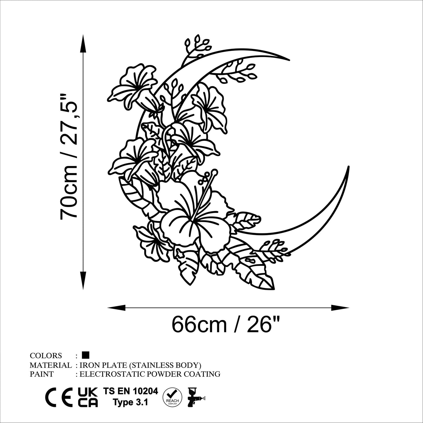 Metalna zidna dekoracija, Flower Moon 1 - L