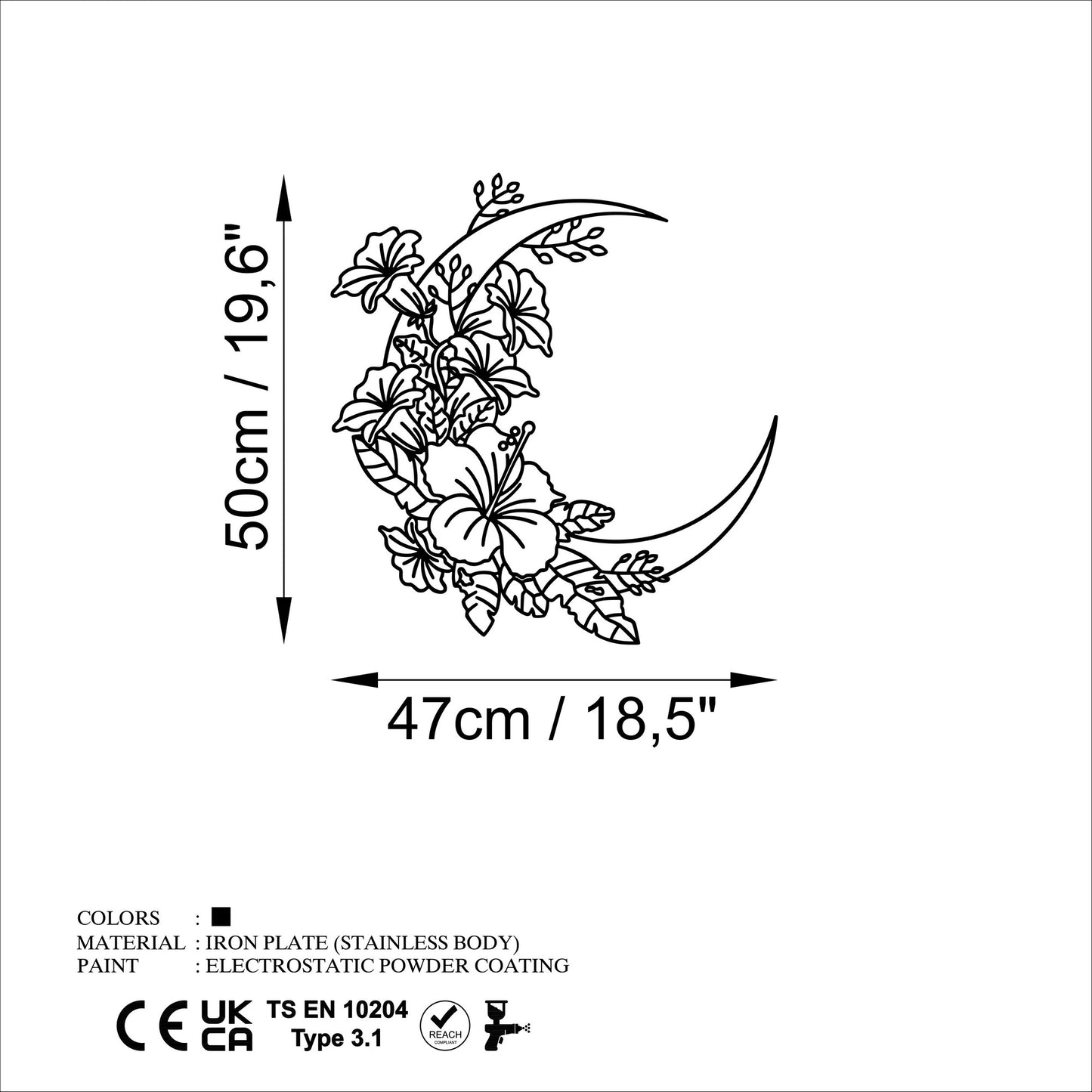 Metalna zidna dekoracija, Flower Moon 1 - M
