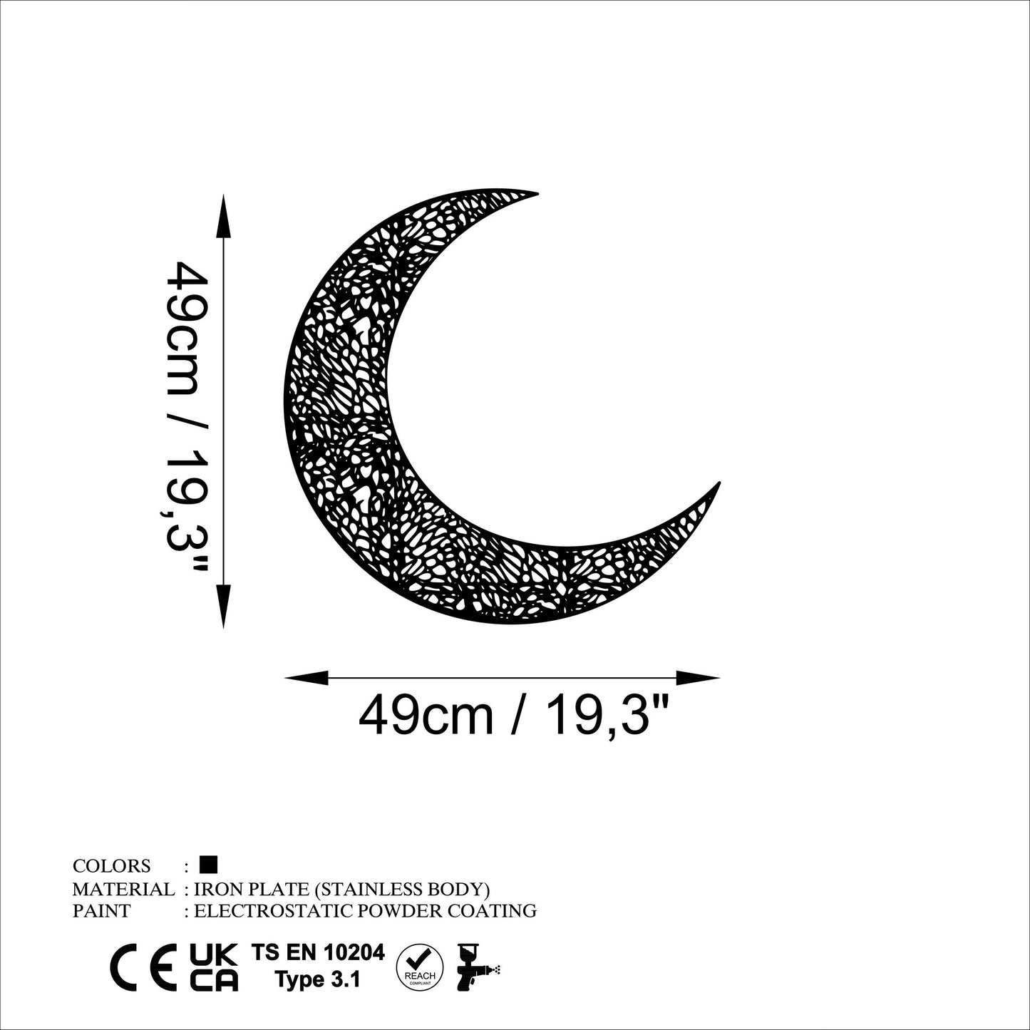 Metalna zidna dekoracija, Crescent 3