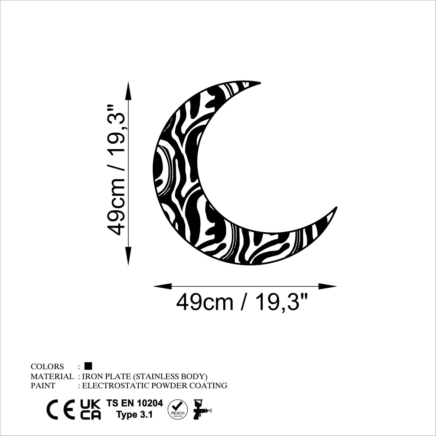 Metalna zidna dekoracija, Crescent 4
