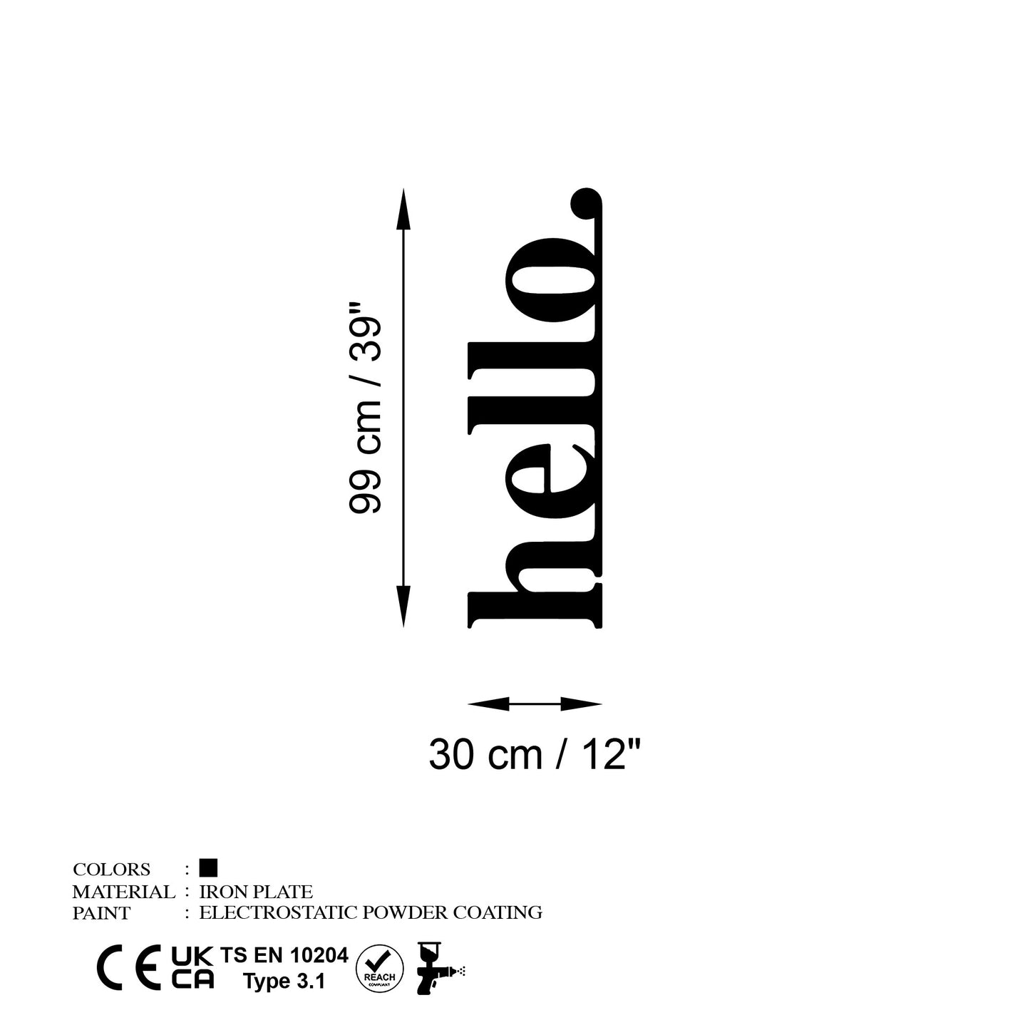 Metalna zidna dekoracija Hello-5