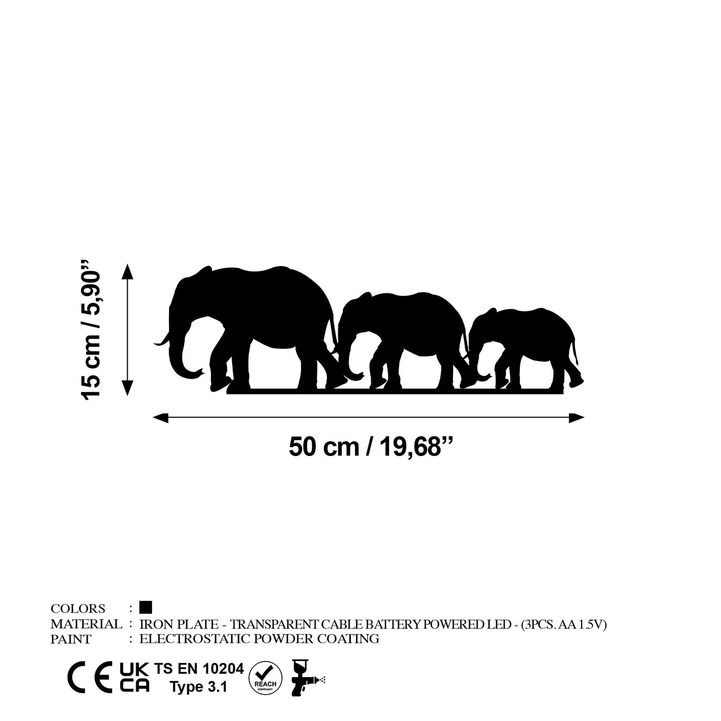 Metalna zidna dekoracija Elephant 070