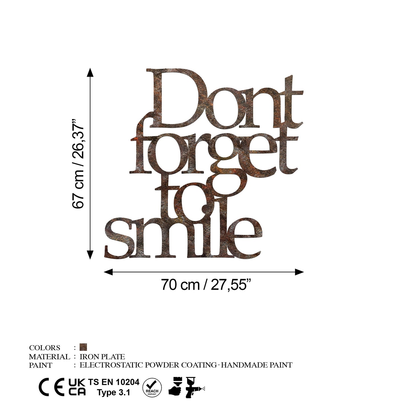 Metalna zidna dekoracija Rusty Dont Forget For Smile