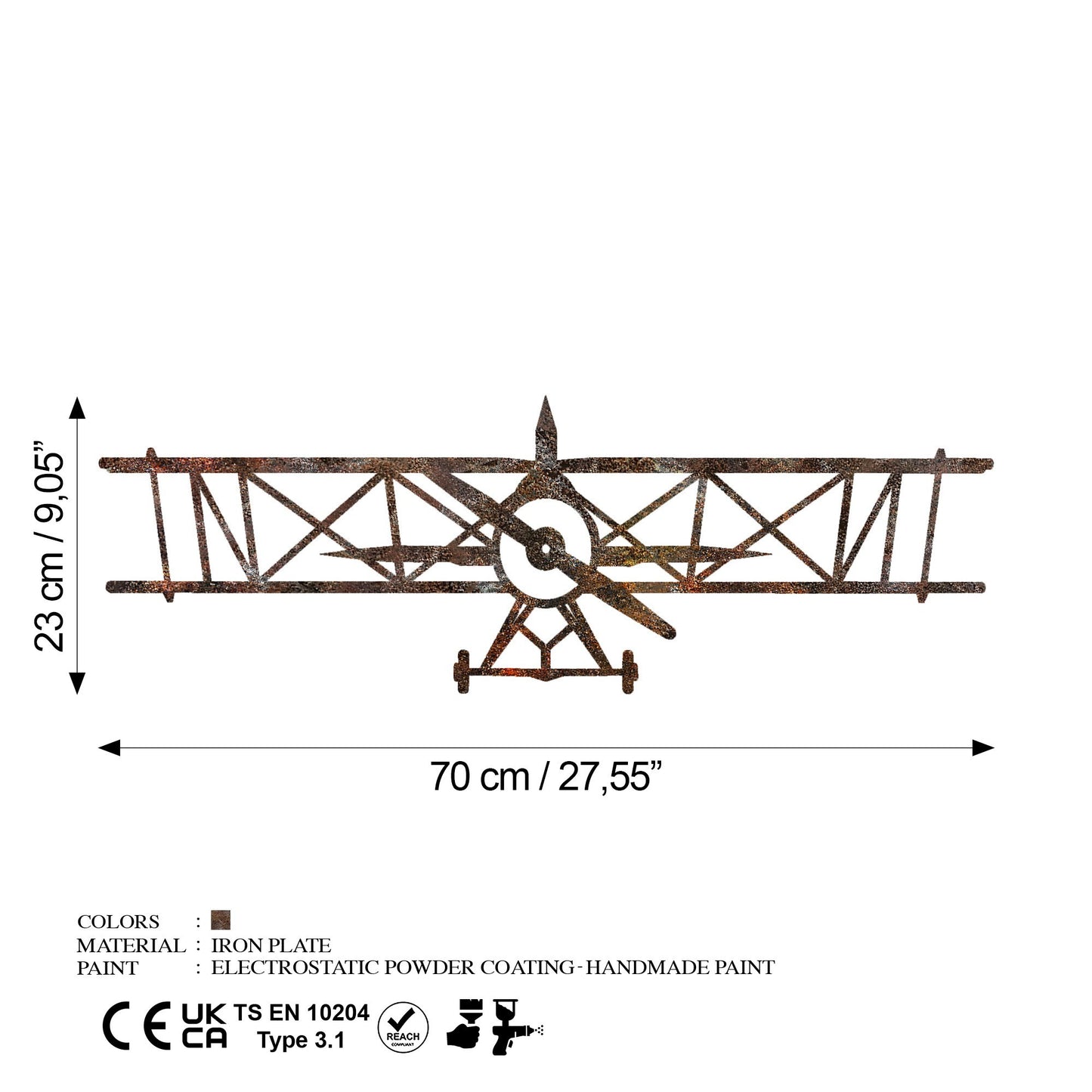 Metalna zidna dekoracija Rusty Airplane