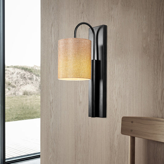 Zidna lampa BASTON, crno- bež, metal- platno, 14 x 20 cm, visina 42 cm, promjer sjenila 14 cm, visina 16 cm, E27 40 W, Baston - 3461
