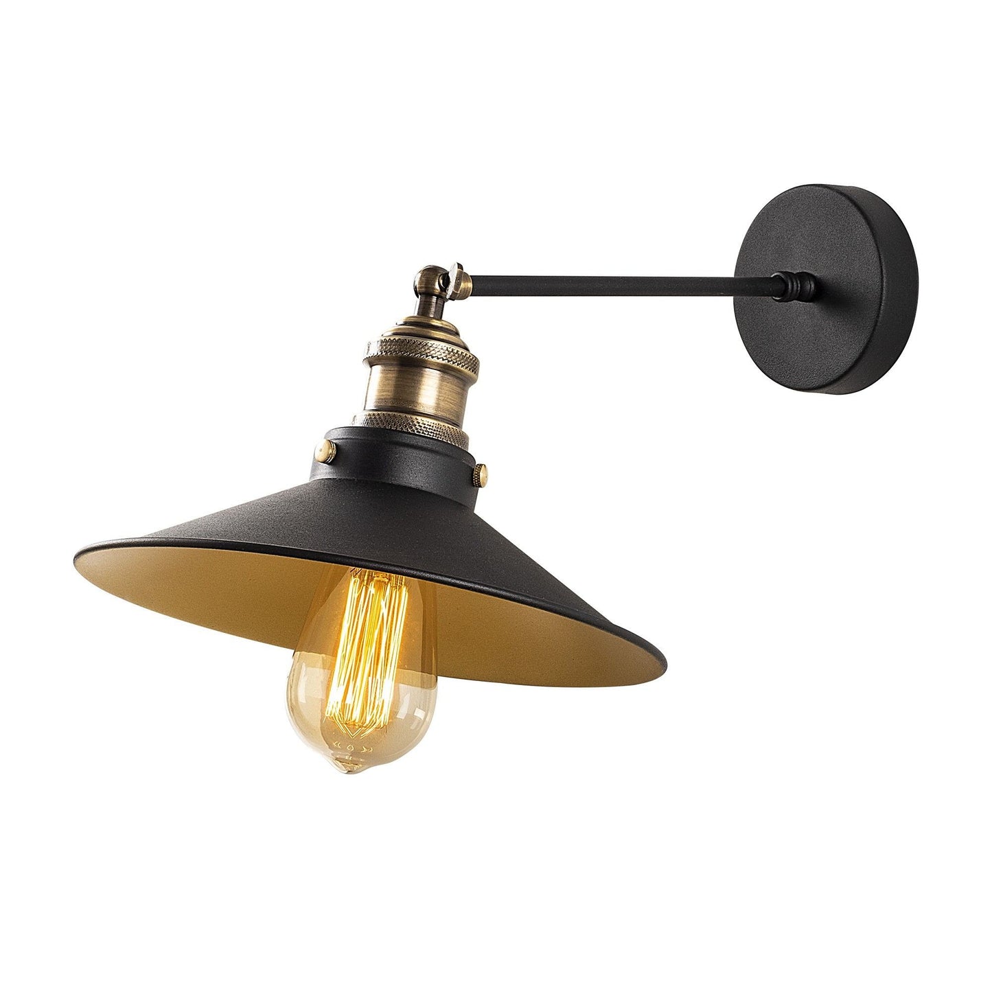 Zidna lampa SAGLAM, crno- zlatna, metal 25 x 40 cm, visina 20 cm, promjer sjenila 25 cm, E27 40 W, Sağlam - 3741