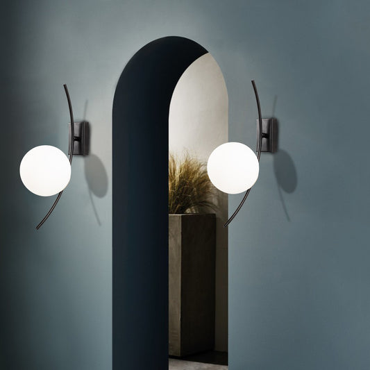 Zidna lampa HILAL, crno - bijela, metal- staklo, 15 x 25 cm, visina 44 cm, promjer sjenila 15 cm, visina 15 cm, E27 40 W, Hilal - 3821