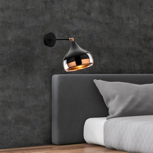 Zidna lampa WALLITY crno- bakar, metal, 17 x 28 cm, visina 28 cm, promjer sjenila 17 cm, visina 16 cm. E27 40 W, Yıldo - 6901