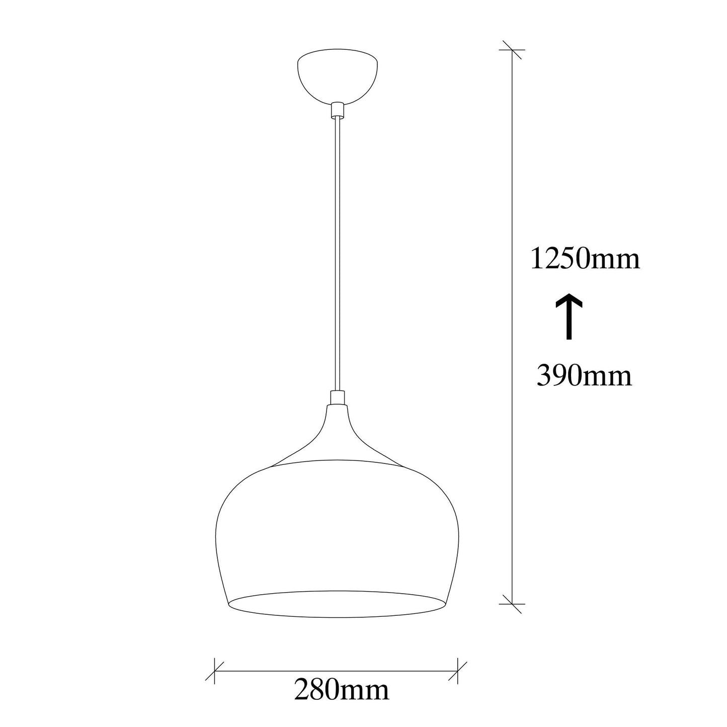 Vislica SAGLAM bakreno- zlatna, metal, promjer 28 cm, visina 125 cm, promjer sjenila 28 cm, visina 29 cm, podesiva visiana, duljina kabla 90 cm, E27 40 W, Sağlam - 3761