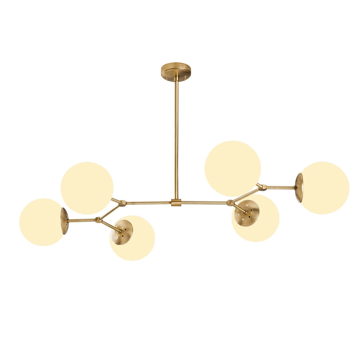Visilica DAMAR zlatno- bijela, metal - staklo, 100 x58 cm, visina 48 cm, promjer kugli 15 cm, 6 x E27 40 W, Damar - 6322