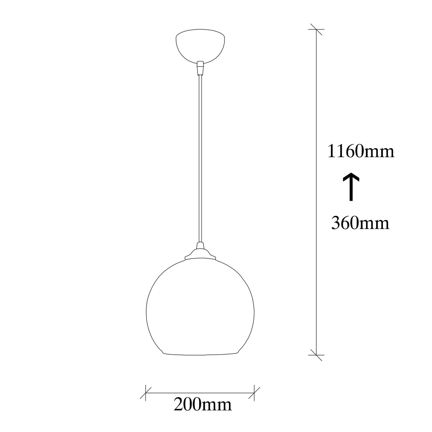 Vislica CAMINI crno- mjedena, metal- staklo, promjer 20 cm, vivisna 116 cm, podesvia visiana, duljina kabla 90 cm, E27 40 W, Camini - MR - 869