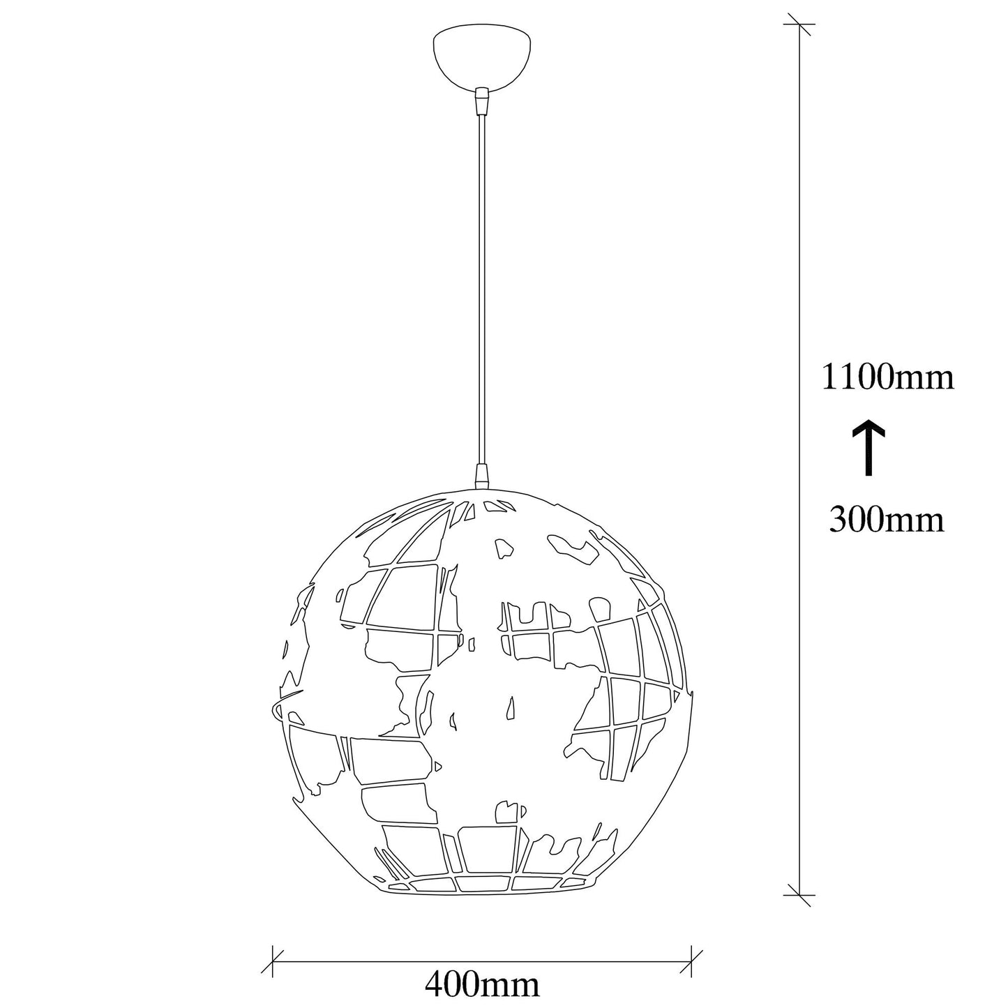 Vislica FELLINI crna, metal, promjer 40 cm, visina 110 cm, podesiva visina, duljina kabla 90 cm, E27 40 W, Fellini - MR - 822