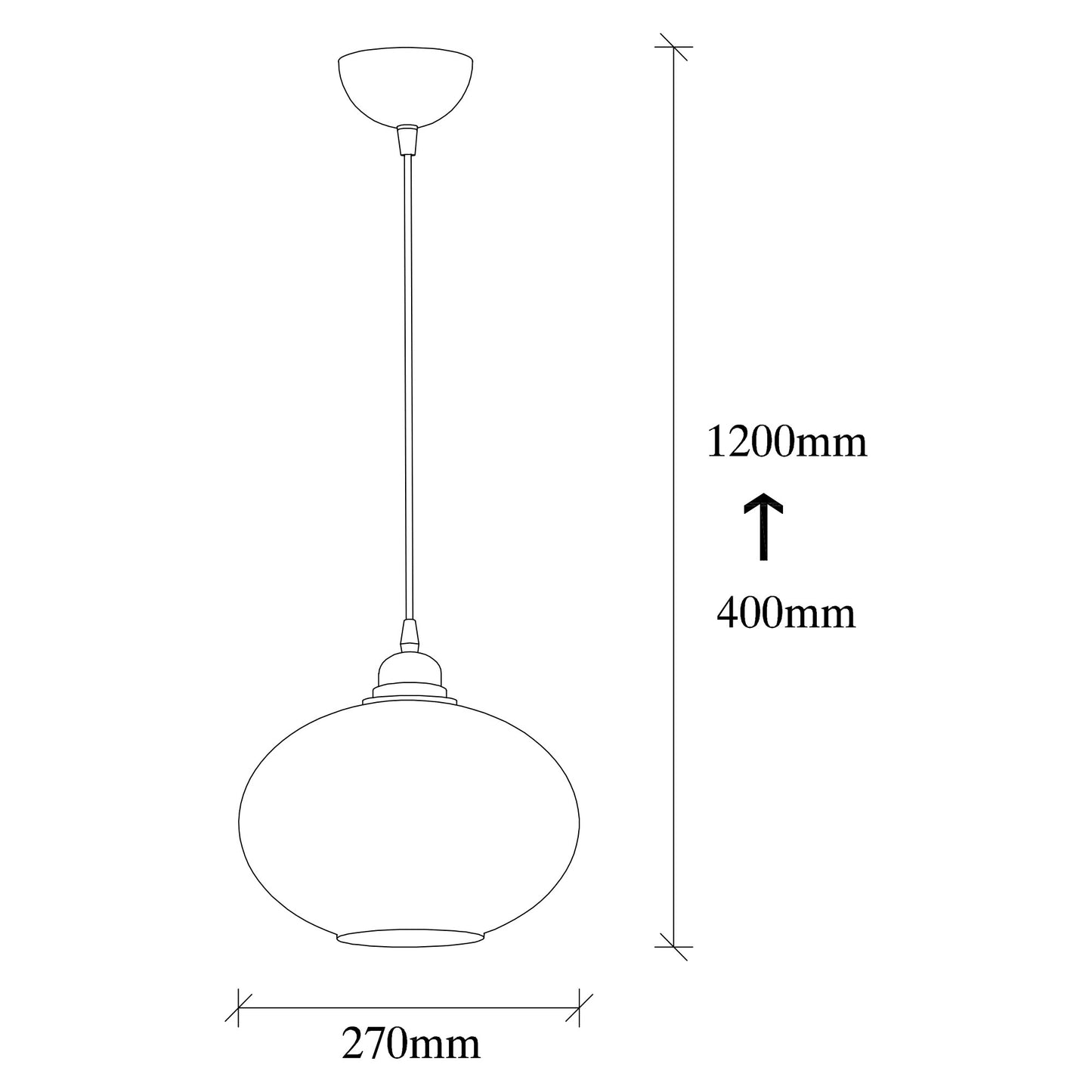 Vislica SMOKED, crna, metal- staklo, 27 x 27 cm, visina 120, podesiva visina, E27 40 W, Smoked - 050