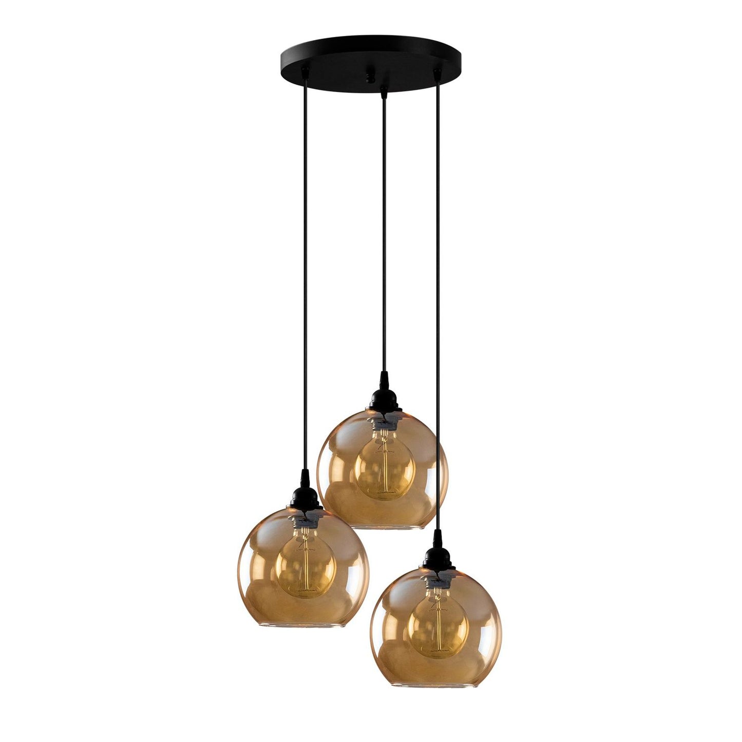 Visilica GOLD TRIS, zlatno- crno, metal- staklo, 44 x 44 cm, visina 116 cm, promjer kugle 20 cm,podesiva visina , 3 x E27 40 W, Gold - 021