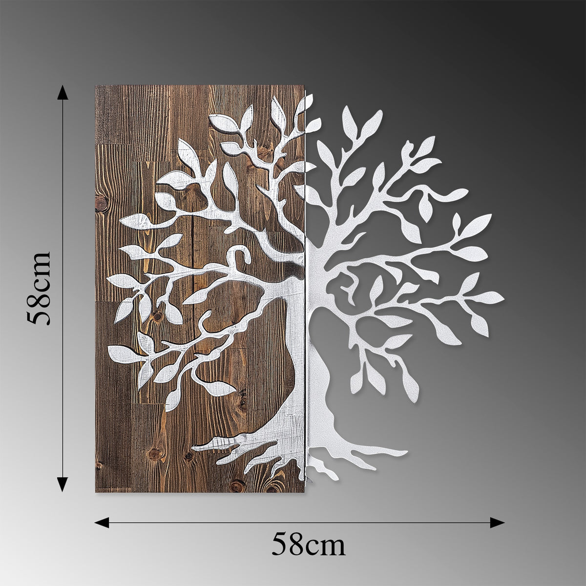 Drvena zidna dekoracija, Tree - Silver